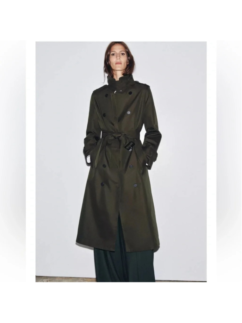 ZARA Water Repellent Double-Breasted Trench Coat XS